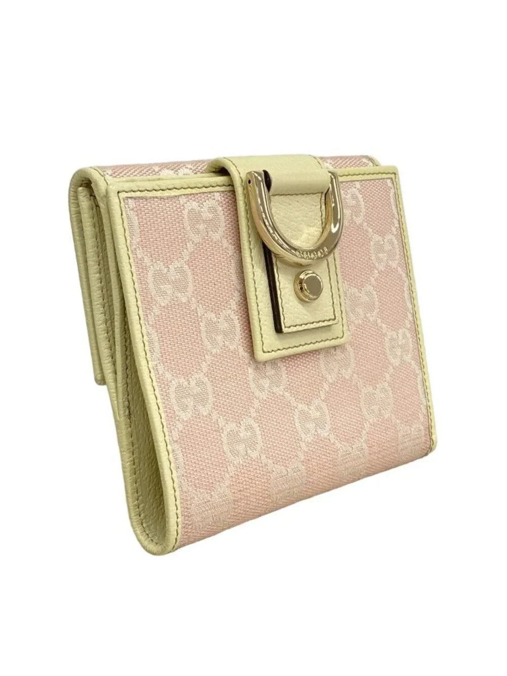 ★SOLD★ Gucci Wallet GG Canvas Abbey Pink Champagne Gold - Picture 2 of 8